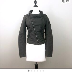 Diesel Dark Olive Green Moto Style Utility Bomber Jacket Size L